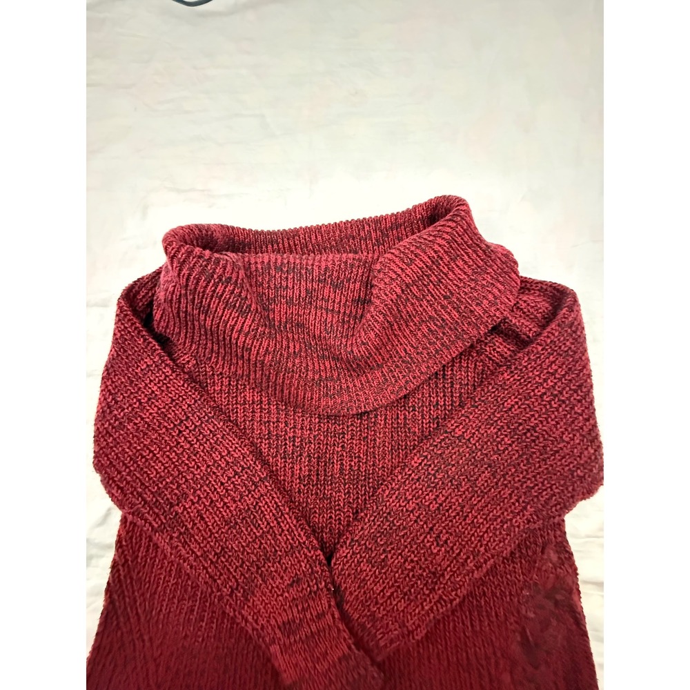 Jessica Simpson Womens Large Burgundy Marled Cowl Neck Side Lace Up Knit Sweater